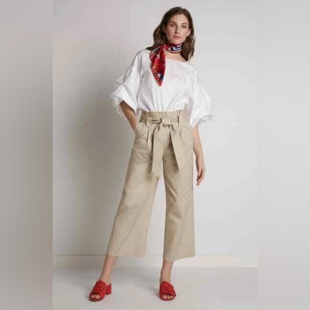 Halogen Paper Bag Wide Leg Crop Pants